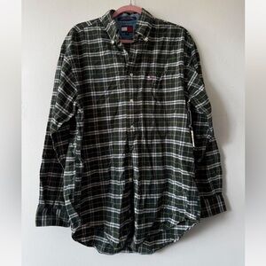 Tommy Hilfiger Men's Dark Green Cotton Plaid Shirt - M